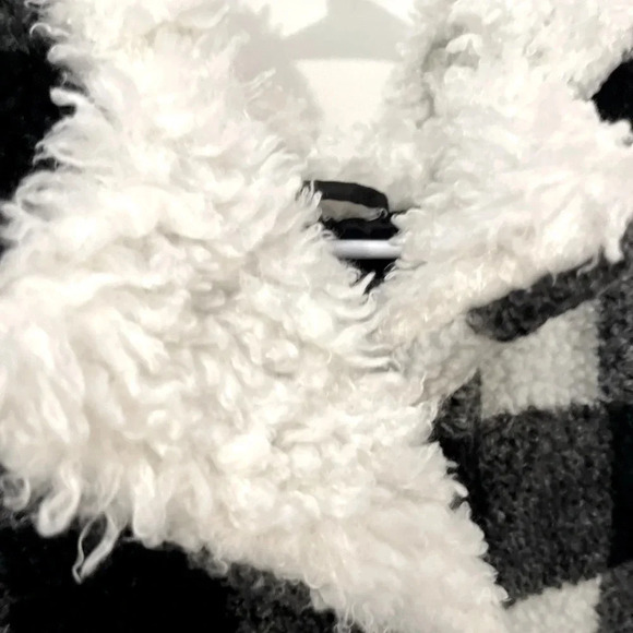 Steve Madden Black and White Plaid Sherpa Hooded Jacket US Large, worn once - Picture 12 of 15